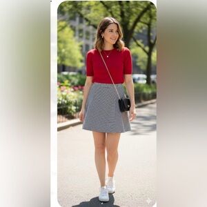 MICHAEL Michael Kors Striped Mini Skirt in Black and White